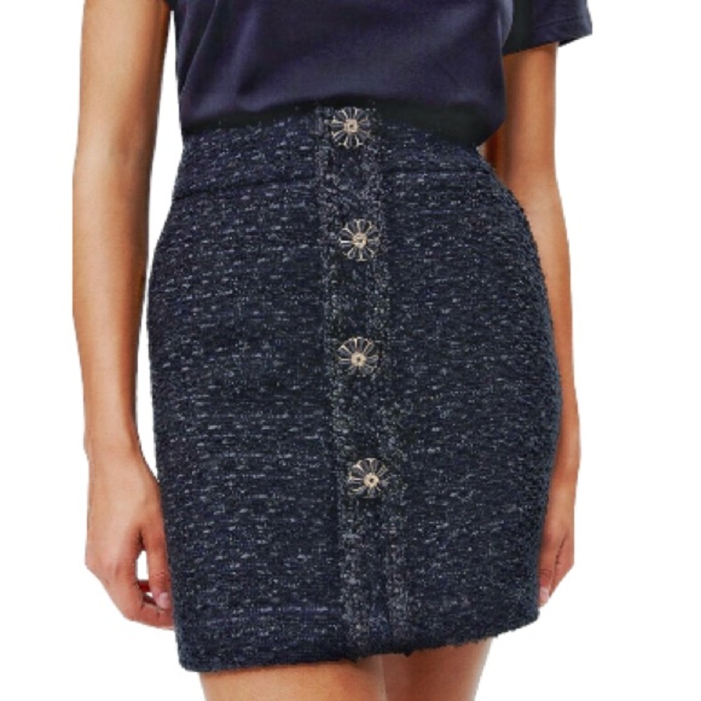 Uterque Tweed Textured Mini Skirt